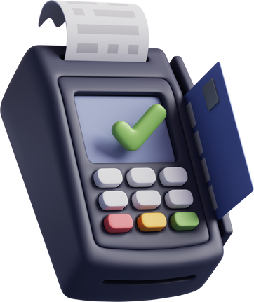 Bank terminal and credit card in purchase procress